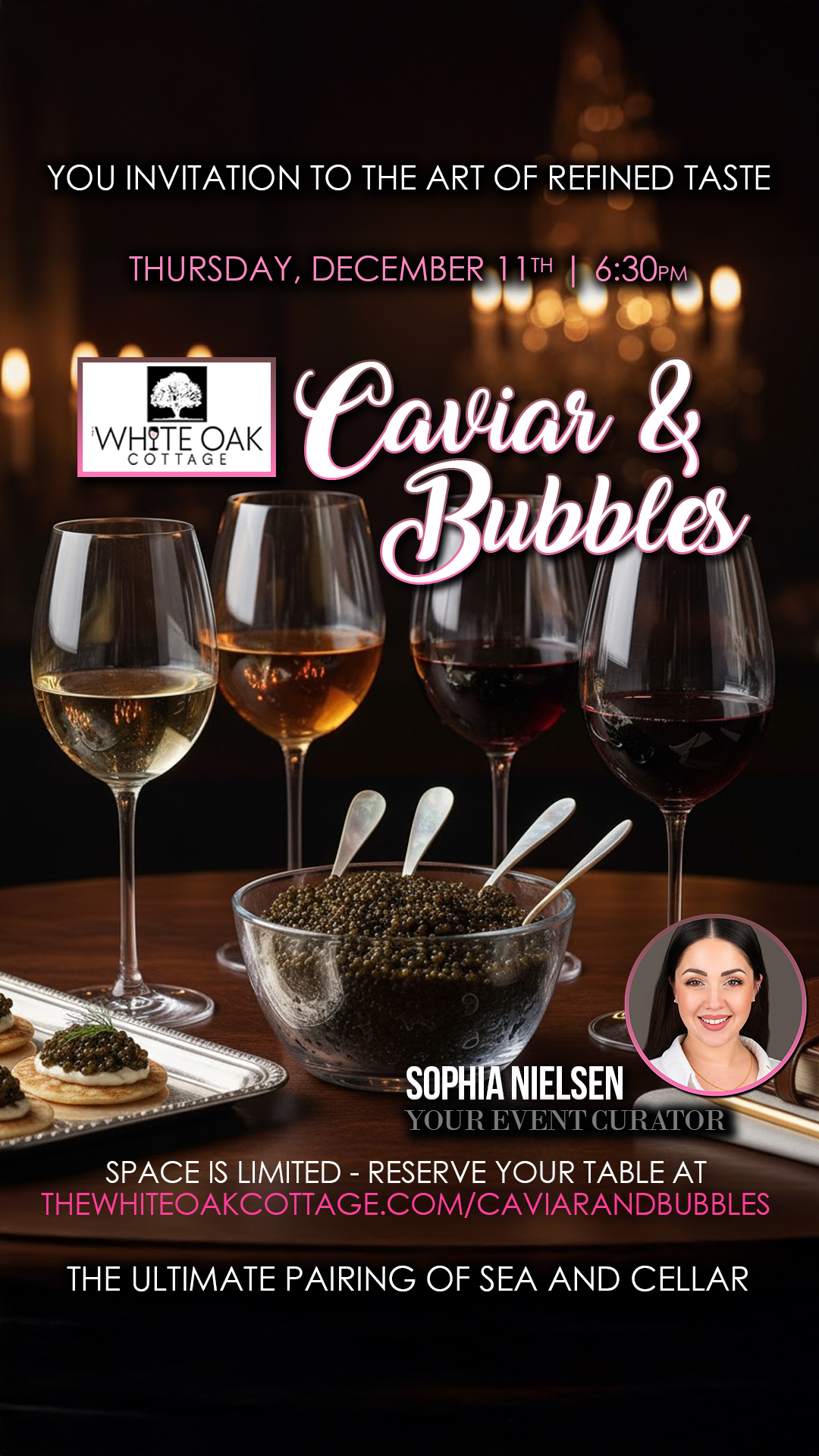 Caviar & Bubbles at The White Oak Cottage - Thursday, December 11th at 6:30pm