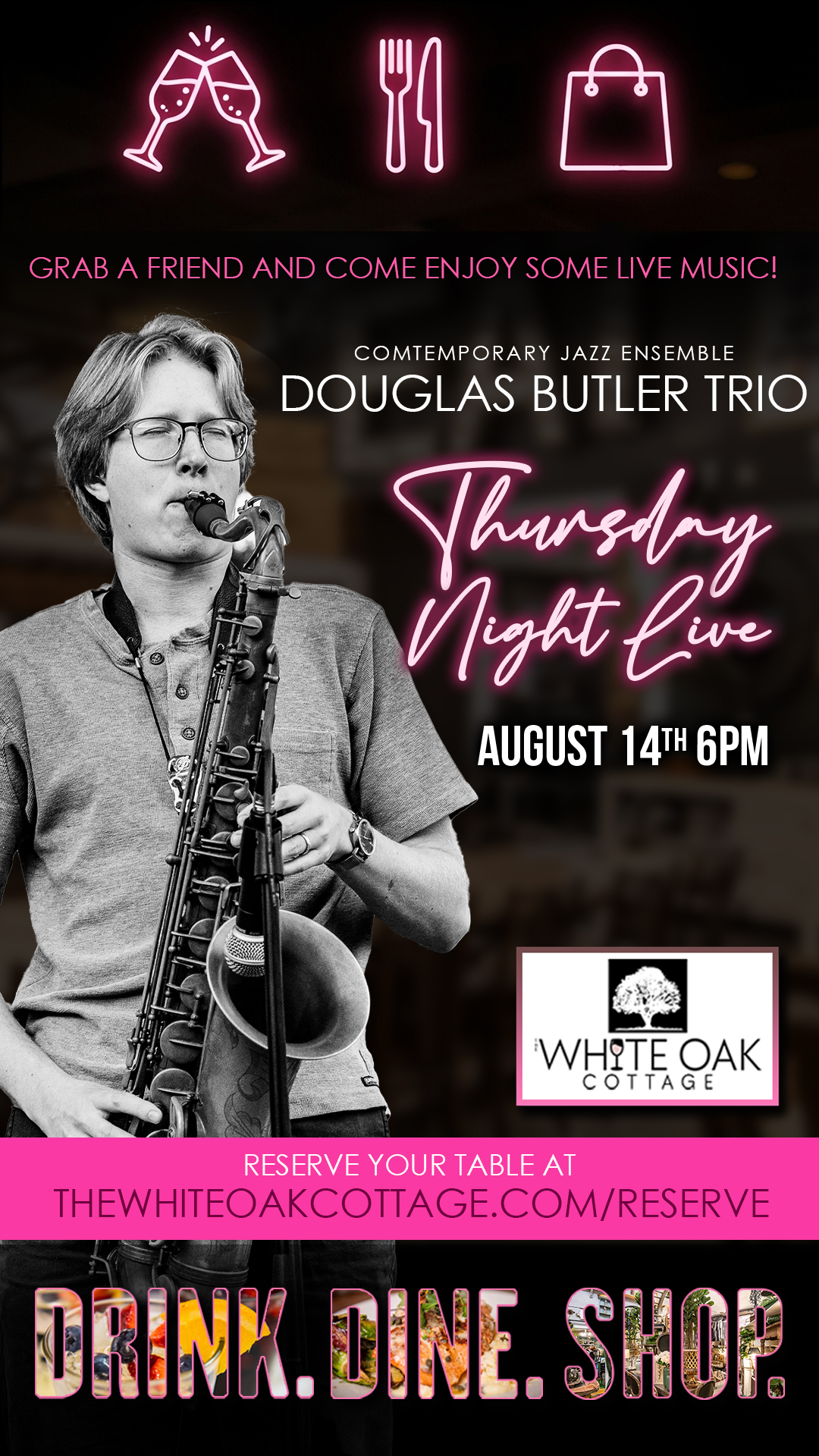 Douglas Butler Trio Band - Contemporary Jazz Ensemble - LIVE at The White Oak Cottage in Lithia